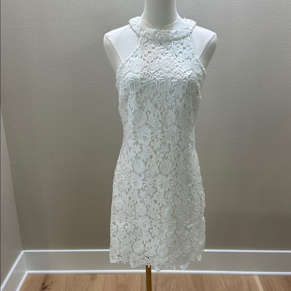 Lulu's White Floral Lace Mini Dress